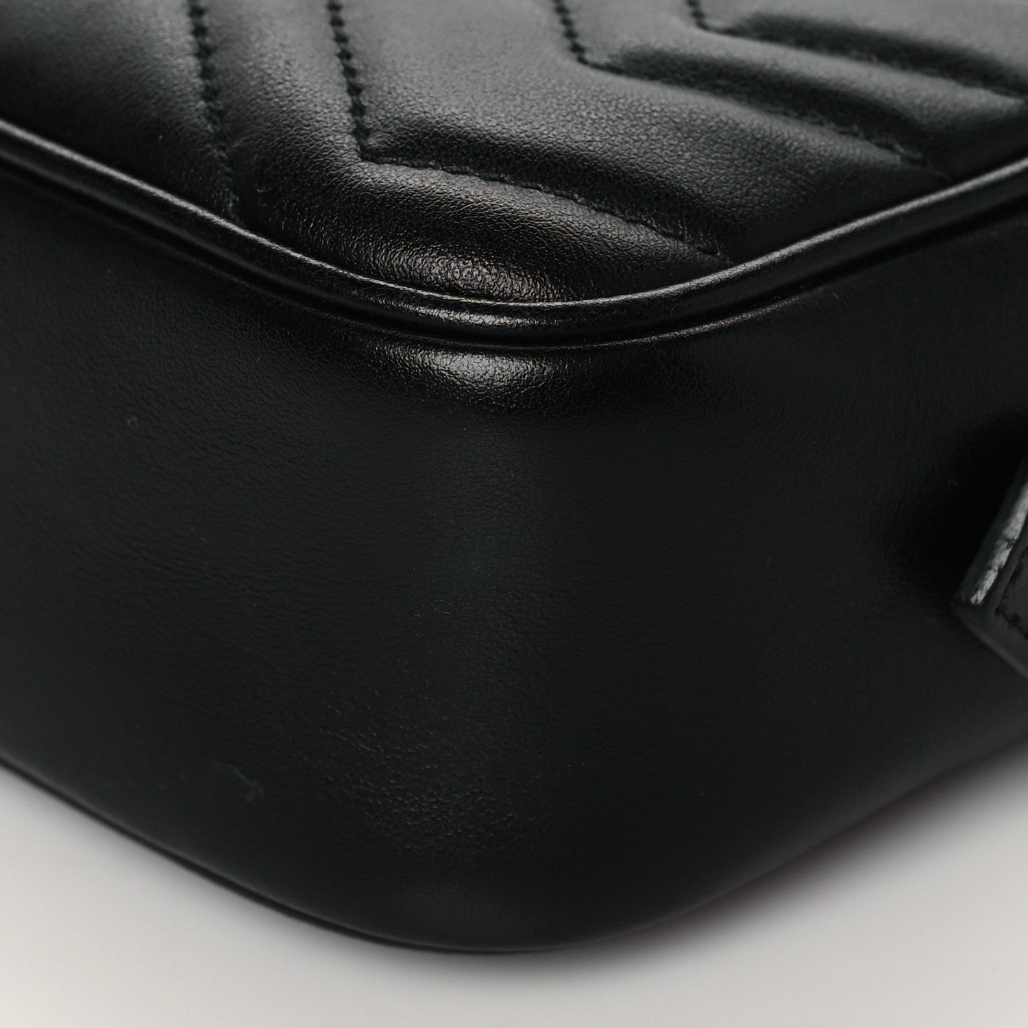 Gucci Calfskin Matelasse Mini GG Marmont Chain Shoulder Bag Black 10 of 11