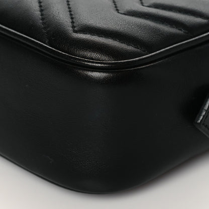 Gucci Calfskin Matelasse Mini GG Marmont Chain Shoulder Bag Black 10 of 11
