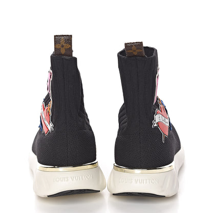Louis Vuitton Stretch Fabric LV Black Heart Sock Sneaker 36.5 Black 5 of 11