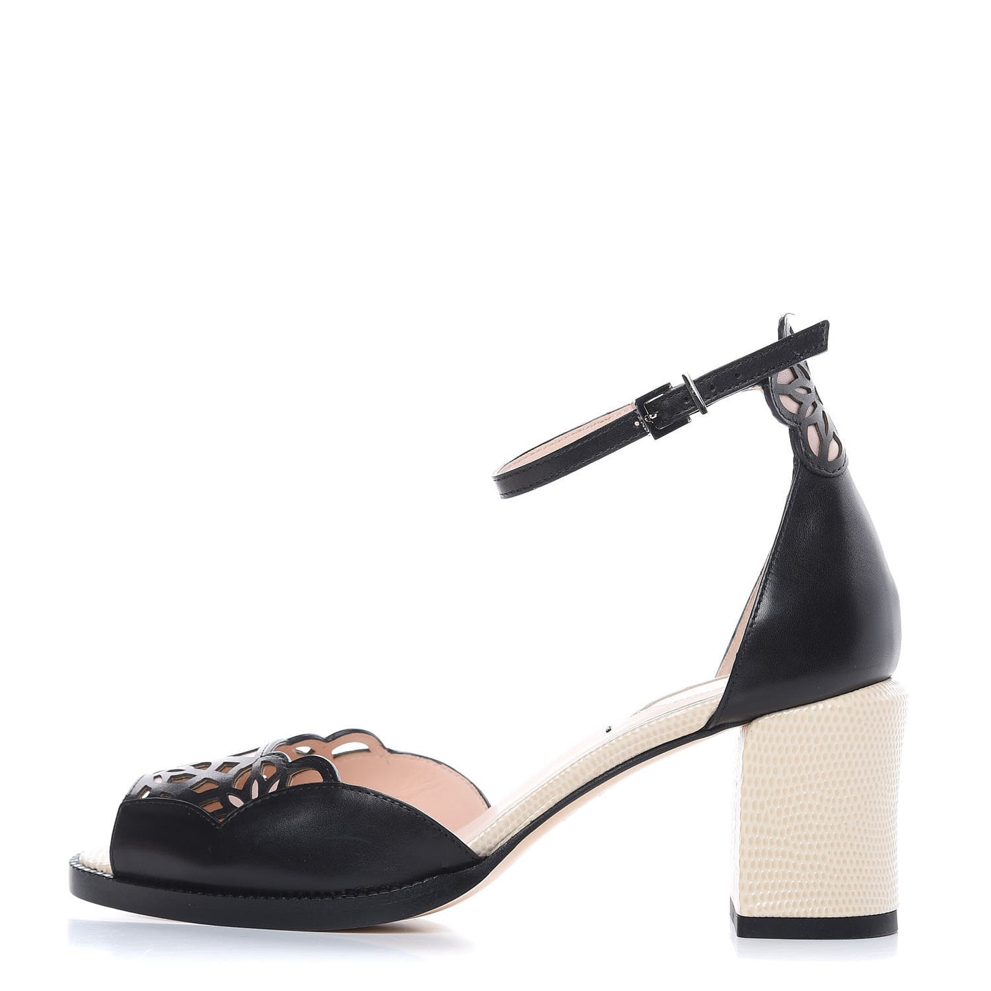 Calfskin Chameleon 65 Ankle Sandals 36 Black Peony Makeup