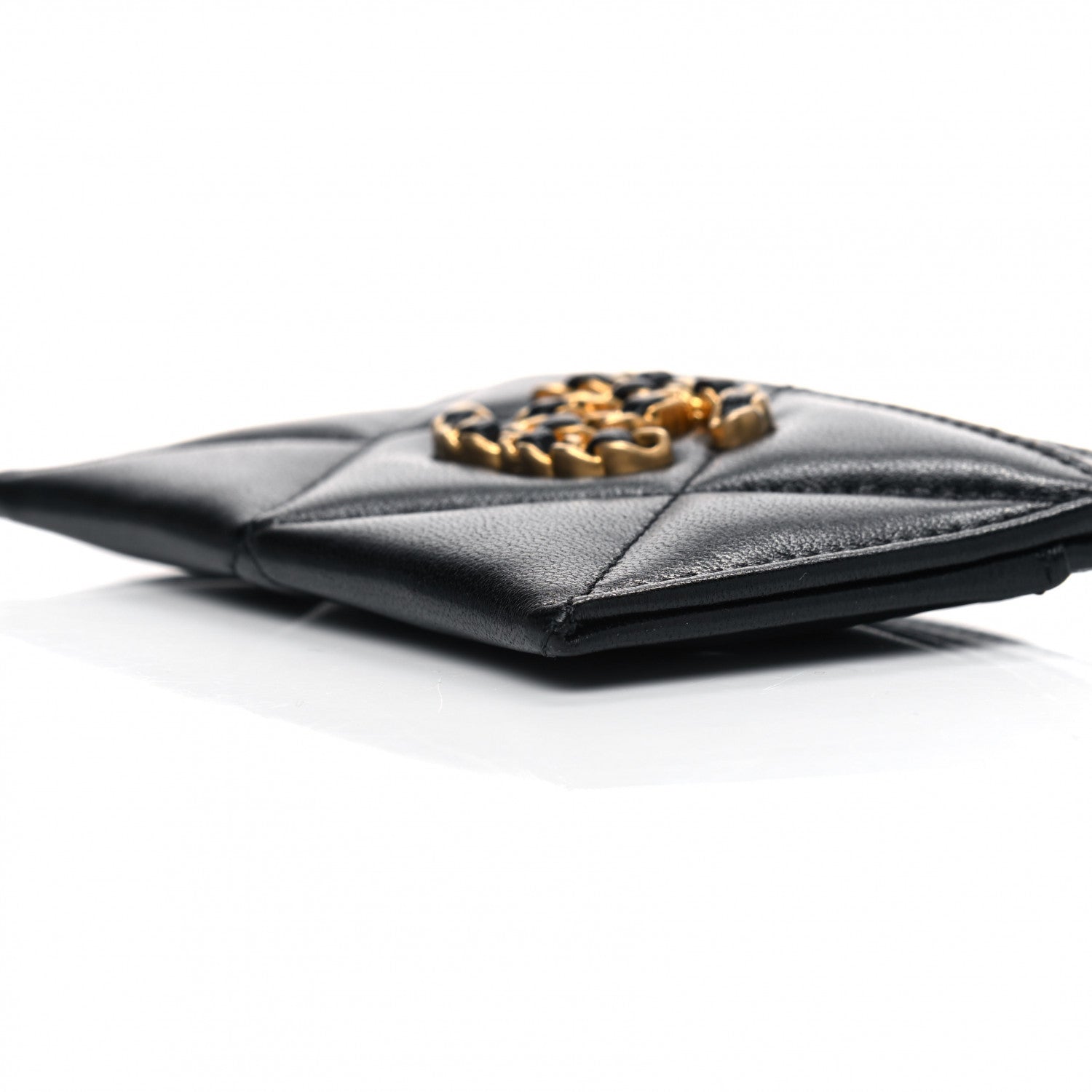 Chanel Lambskin Quilted Chanel 19 Card Holder Black 6 of 6