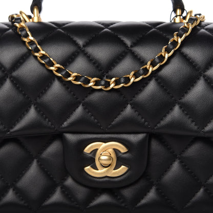 Chanel Lambskin Quilted Mini Top Handle Rectangular Flap Black 10 of 11