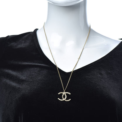 Chanel Crystal CC Pendant Necklace Gold 2 of 6