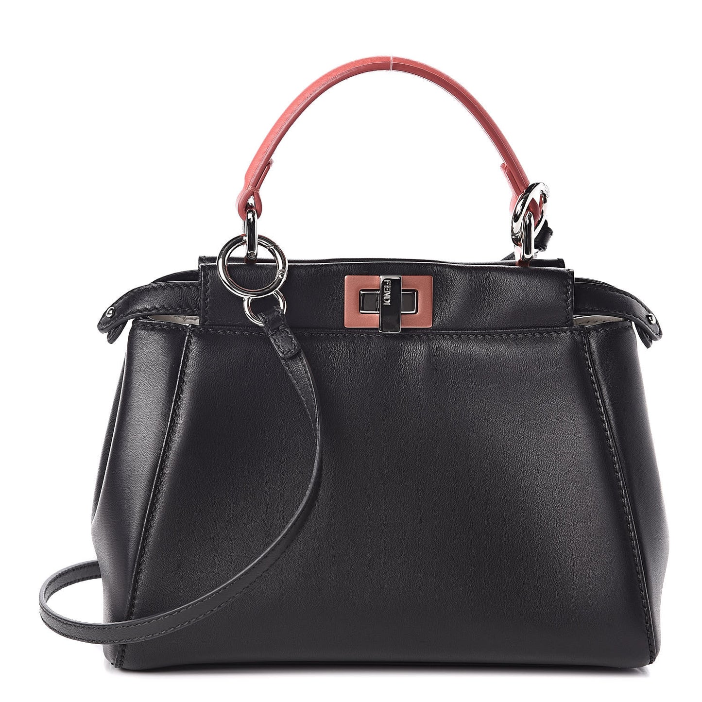 Nappa Colorblock Mini Peekaboo Iconic Satchel Black White Ecstasy