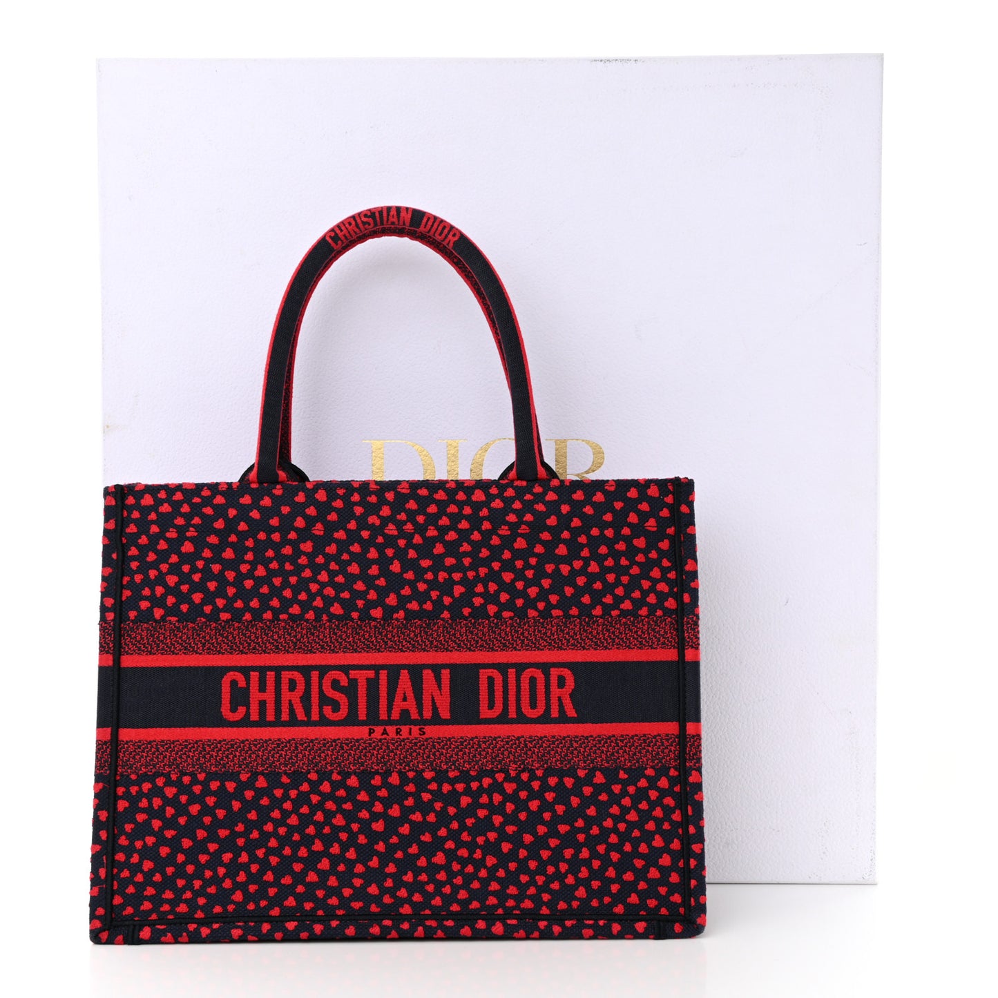 Canvas Embroidered Pop Heart I Love Paris Medium Book Tote Red Multicolor