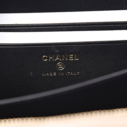 Chanel Caviar Quilted CC Filigree Vanity Clutch With Chain Beige Black 6 of 10