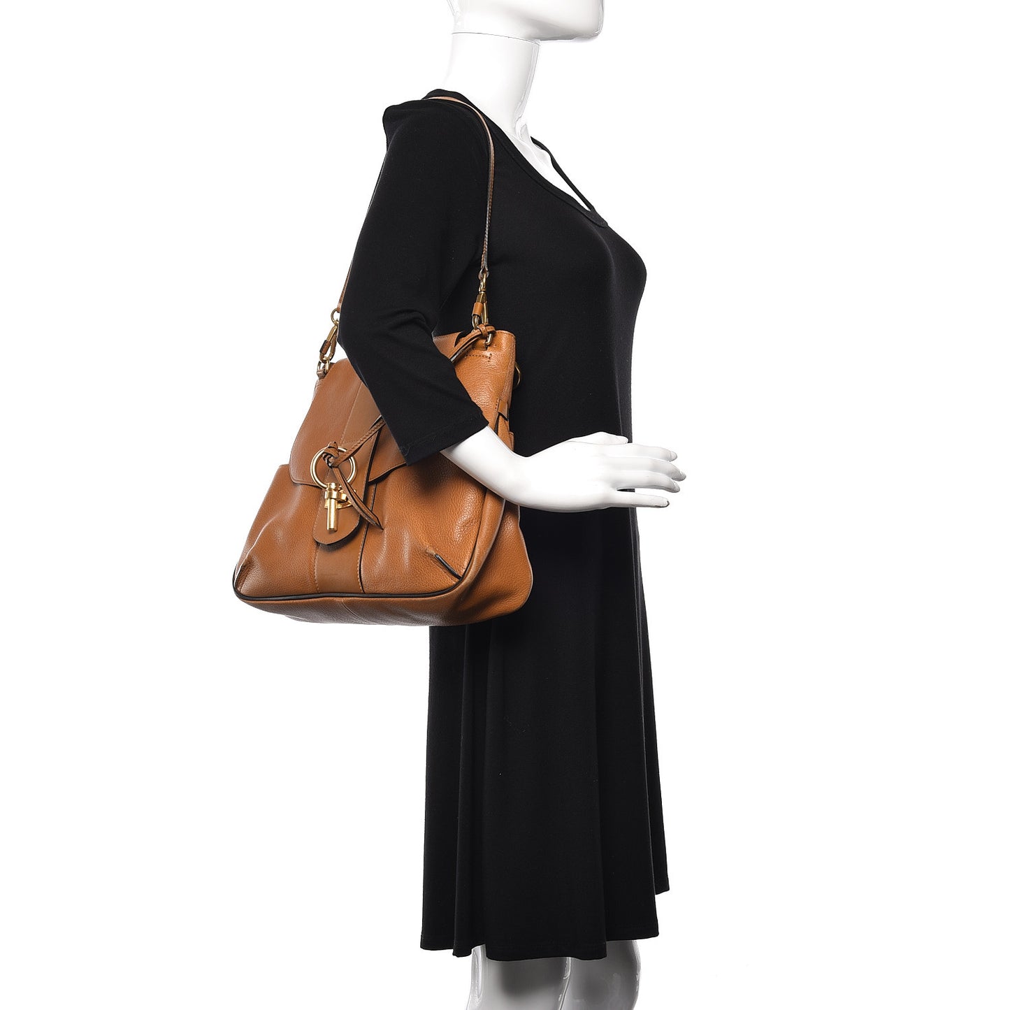 Grained Lambskin Medium Lexa Shoulder Bag Mustard Brown