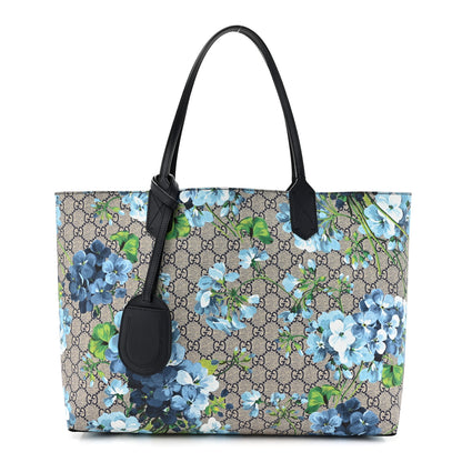 Gucci GG Supreme Monogram Blooms Medium Reversible Tote Beige Blue 1 of 20