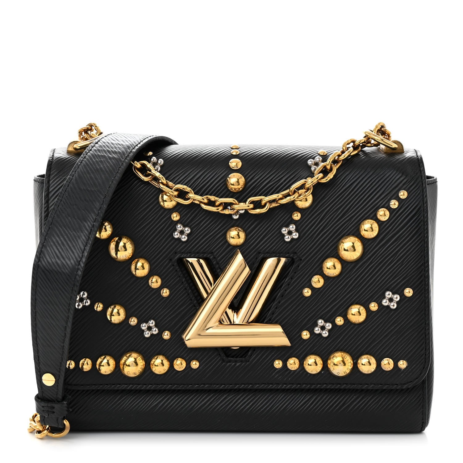 Louis Vuitton Epi Studded Sol Twist Shoulder Bag MM Black 1 of 11