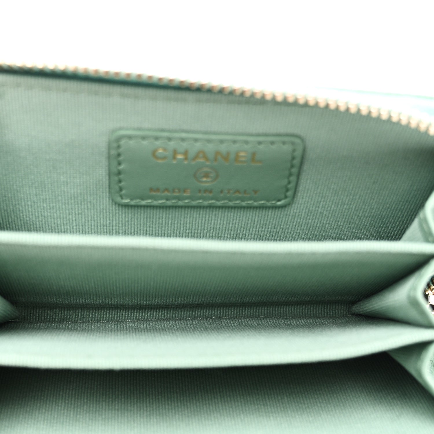 Chanel Caviar Quilted Zip Around Coin Purse Wallet Light Green 5 of 8