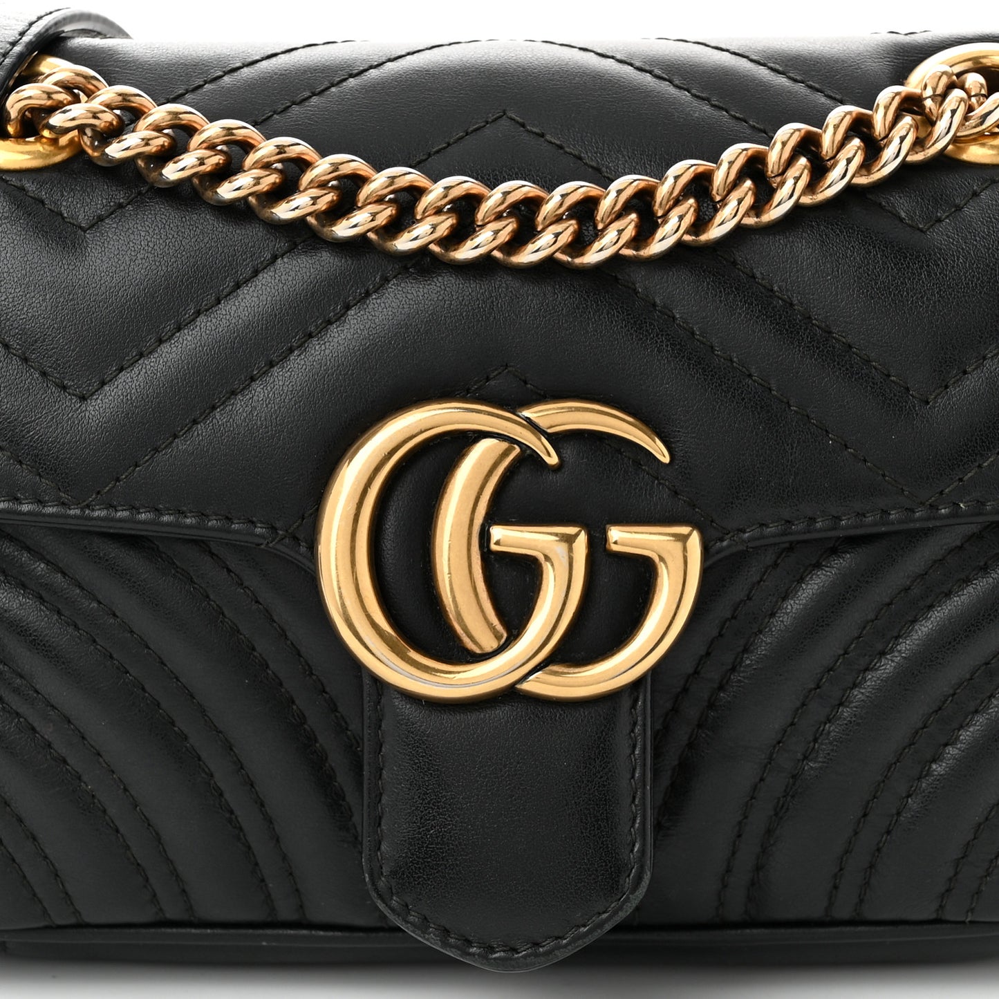 Calfskin Matelasse Mini GG Marmont Shoulder Bag Black