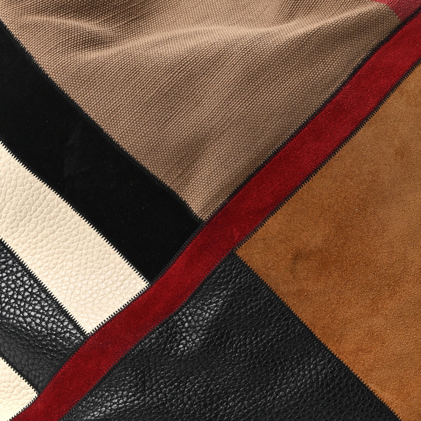 Grainy Calfskin Suede Canvas Mega Check Patchwork Medium Ashby Hobo Multicolor
