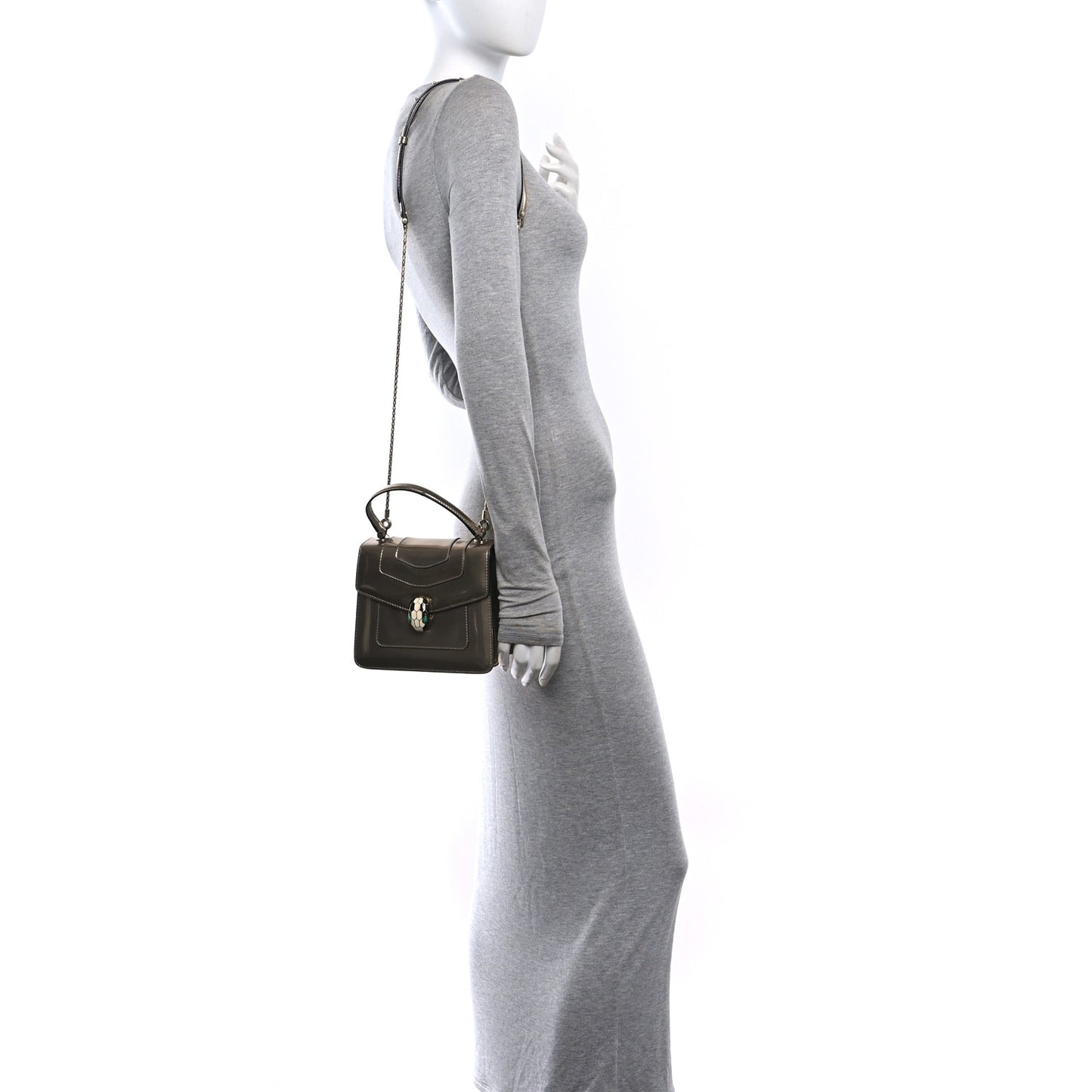 Metallic Calfskin Serpenti Forever Top Handle Bronze