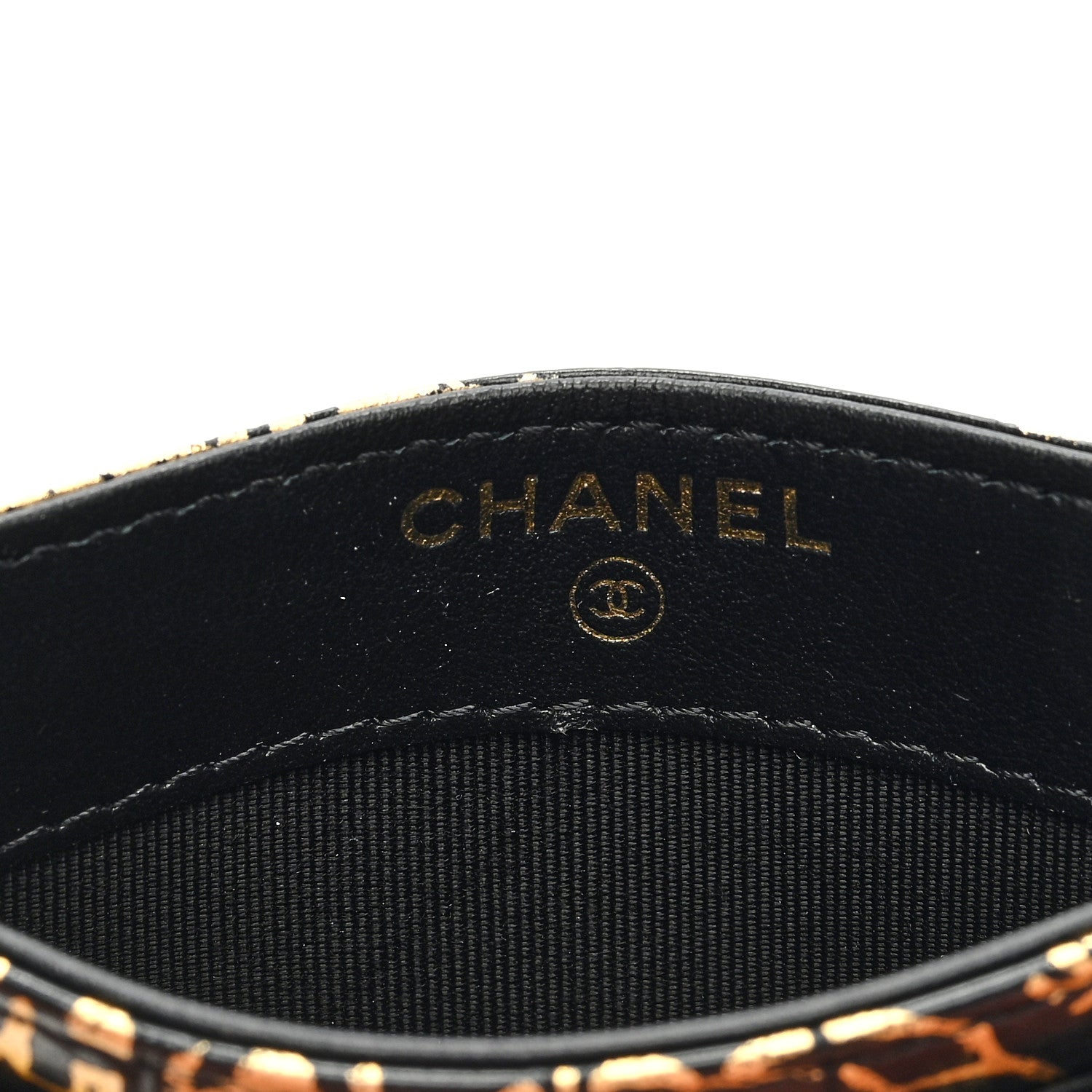 Chanel Calfskin Crocodile Embossed Graffiti 2.55 Cocodile Reissue Card Holder Black Gold 6 of 7