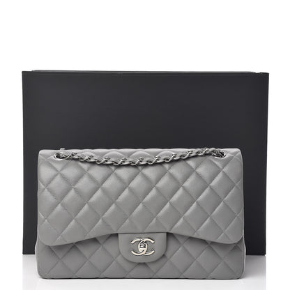 Chanel Caviar Quilted Jumbo Double Flap Grey 12 of 12