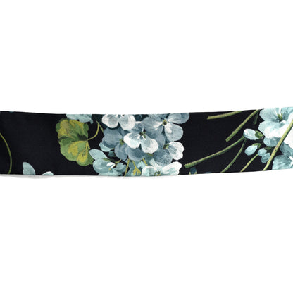 Gucci Silk Bloomy Print Neck Bow Scarf Midnight Blue 3 of 3