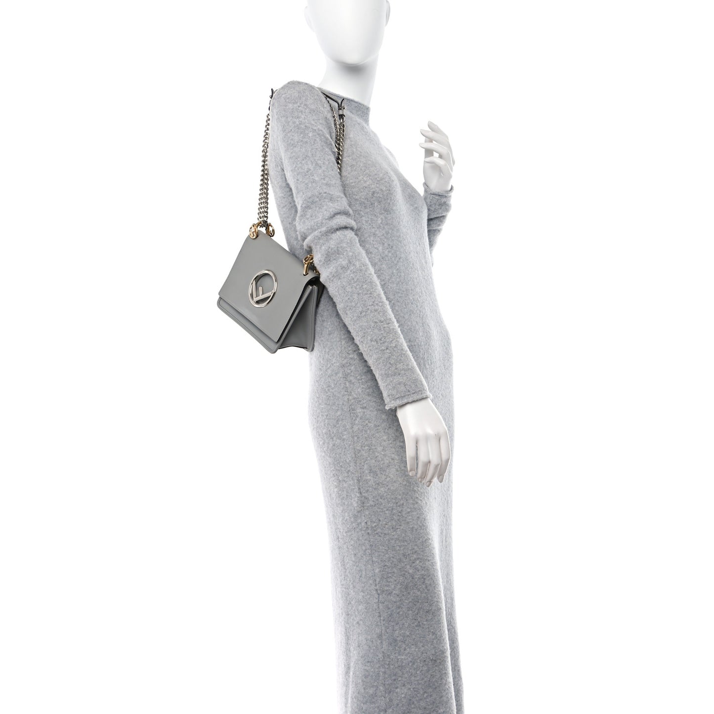 Vitello Century Opaco F is Fendi Small Kan I Shoulder Bag Grigio Perla