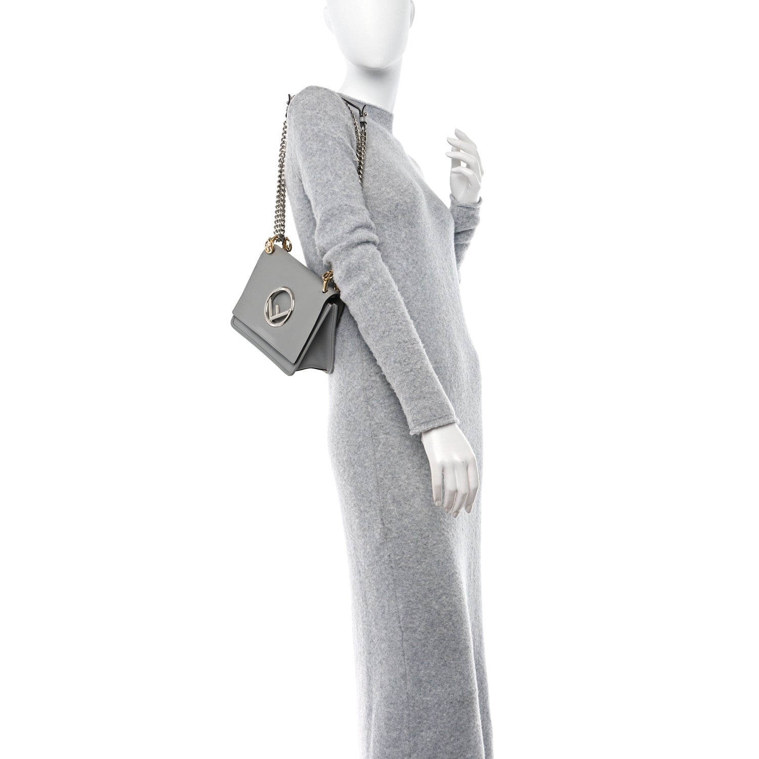 Fendi Vitello Century Opaco F is Fendi Small Kan I Shoulder Bag Grigio Perla 2 of 10