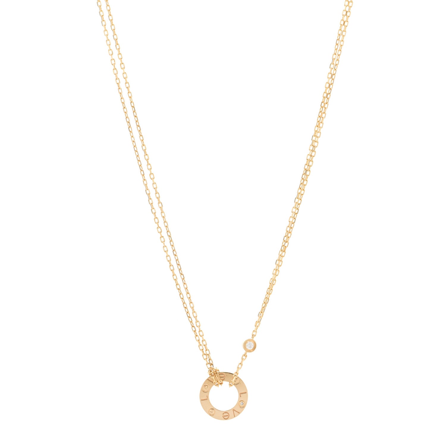Cartier 18K Yellow Gold 2 Diamond LOVE Necklace 1 of 5