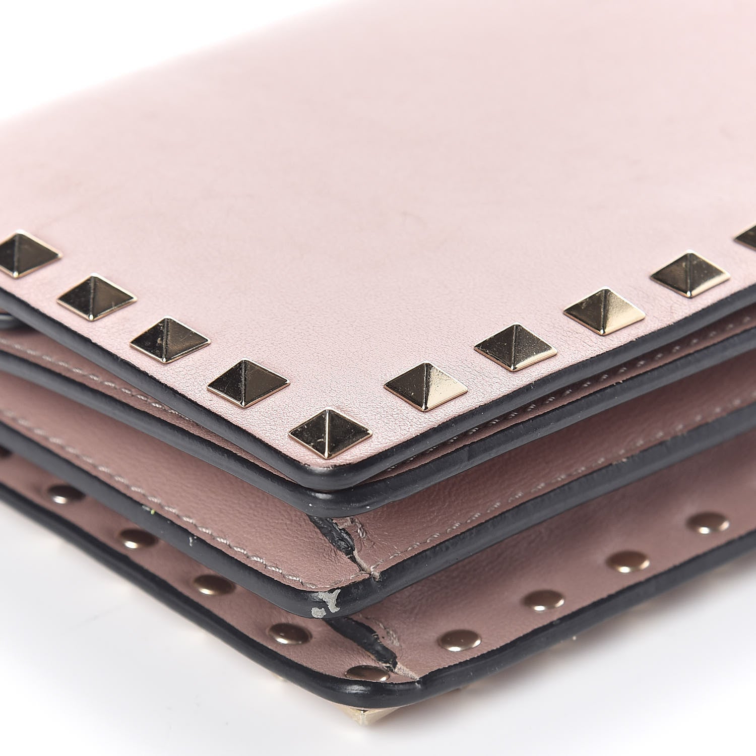 Valentino Garavani Vitello Rockstud Wallet on Chain Poudre 7 of 8