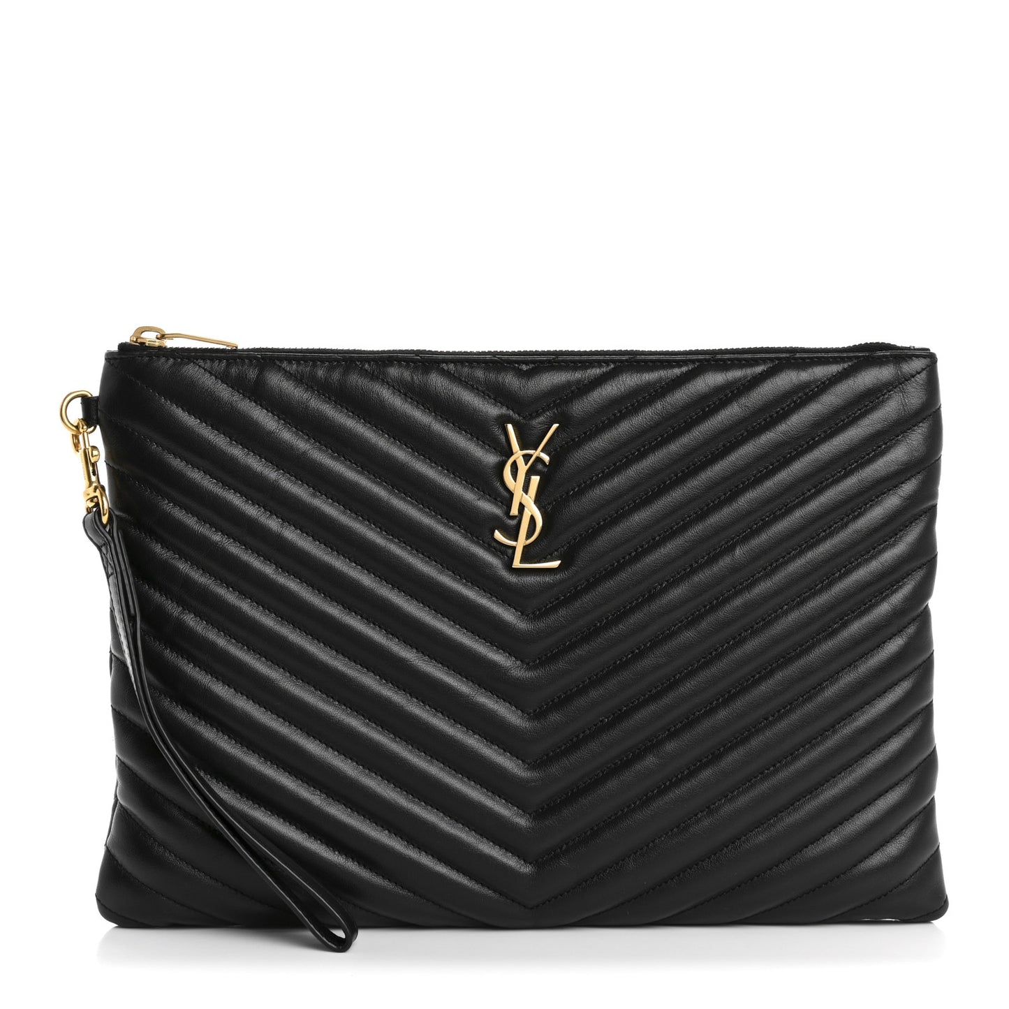 Calfskin Matelasse Monogram Cassandre Tablet Pouch Black
