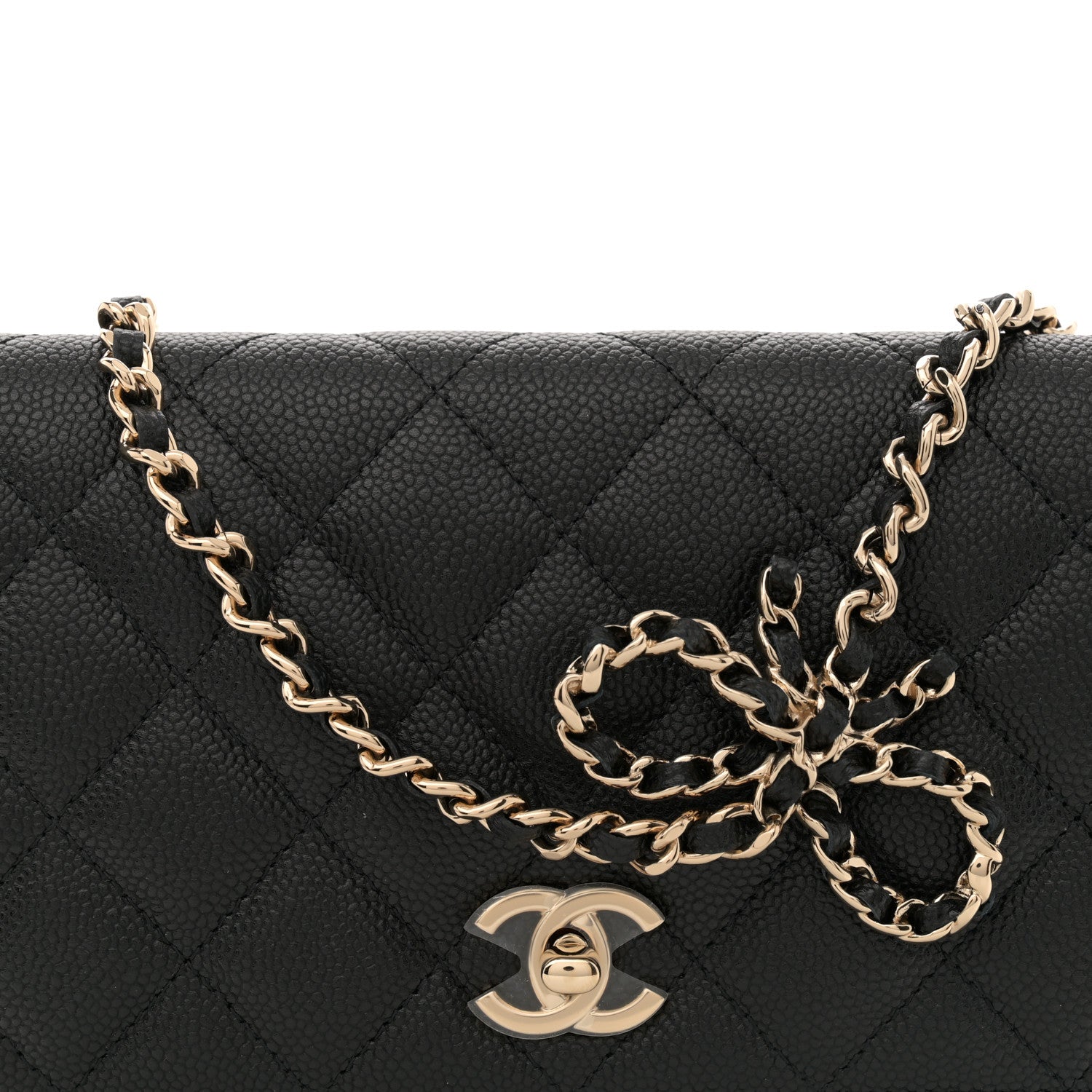 Chanel Caviar Quilted Bow Wallet On Chain WOC Black 8 of 11