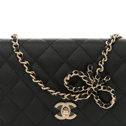 Chanel Caviar Quilted Bow Wallet On Chain WOC Black 8 of 11