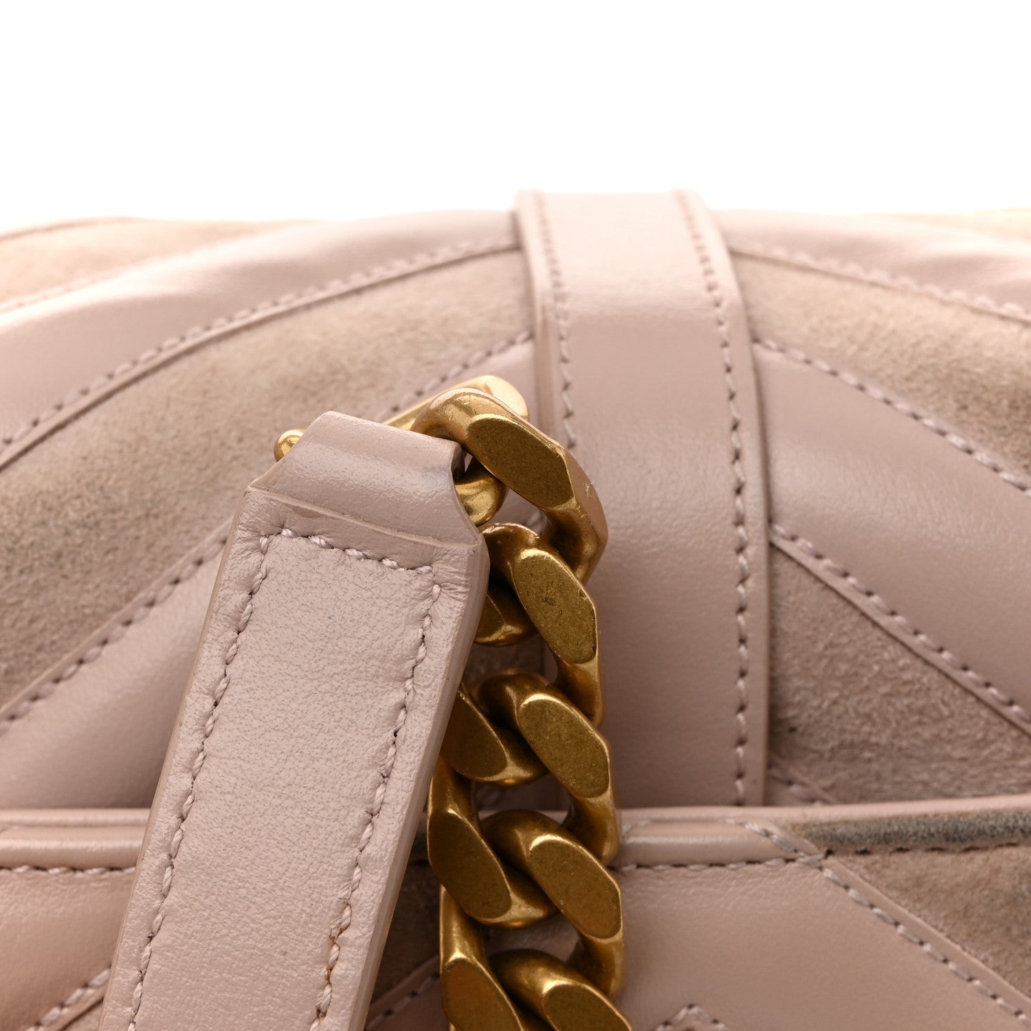 Saint Laurent Calfskin Suede Matelasse Chevron Medium Monogram College Bag Rose Poudre 16 of 16