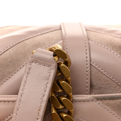 Saint Laurent Calfskin Suede Matelasse Chevron Medium Monogram College Bag Rose Poudre 16 of 16