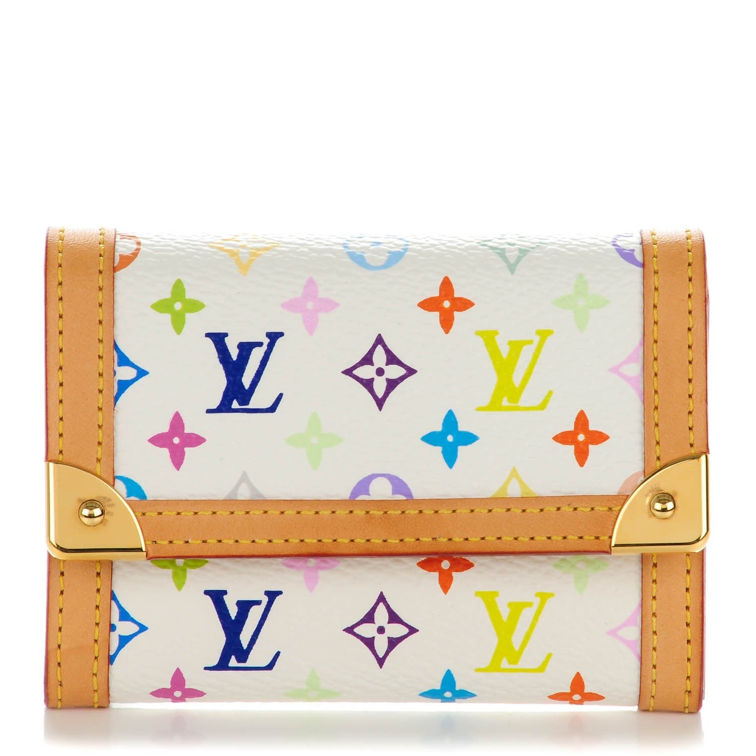 Louis Vuitton Monogram Multicolor Porte-Monnaie Plat Coin Purse White 1 of 7