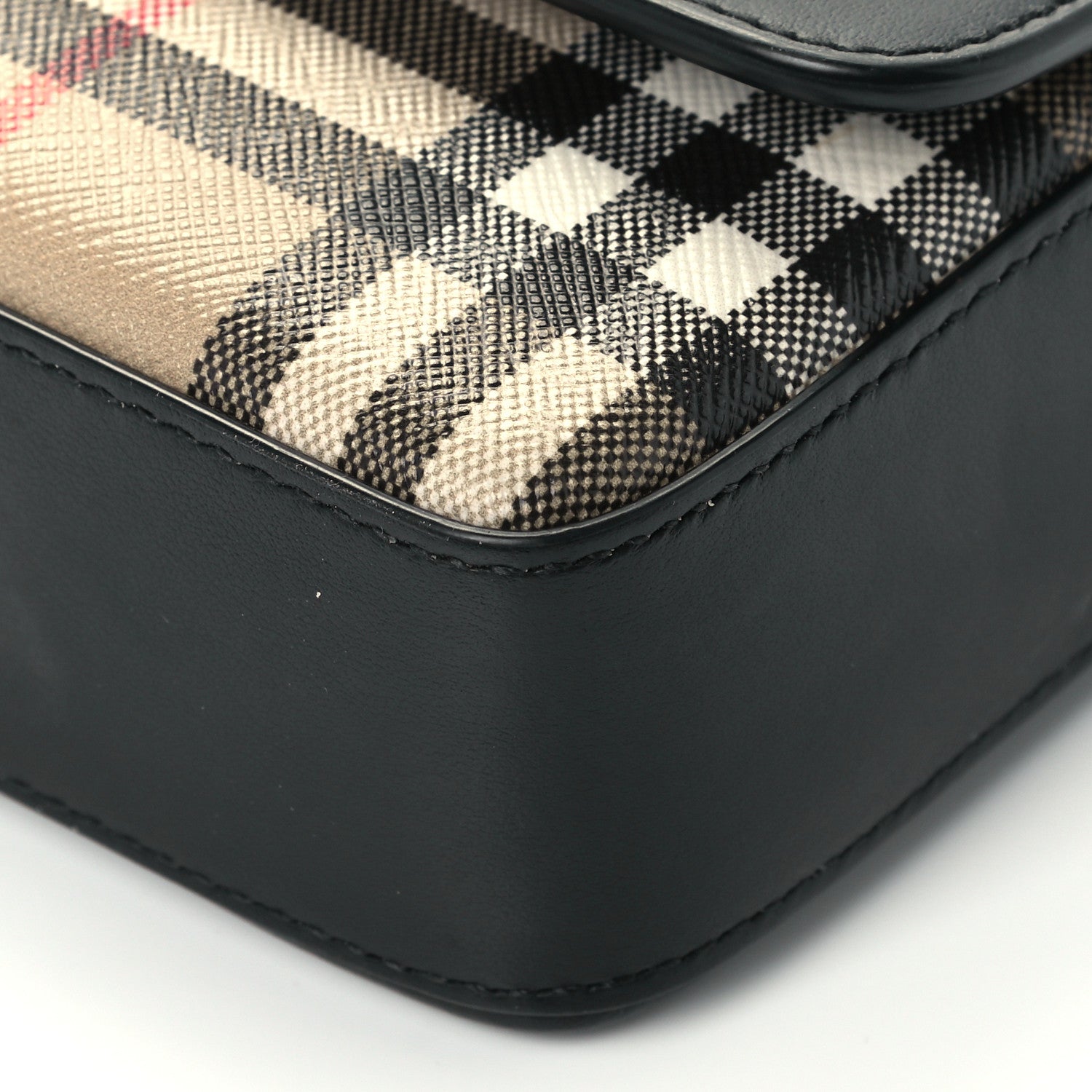 Burberry Calfskin Mini Vintage Check Note Bag Black 10 of 14