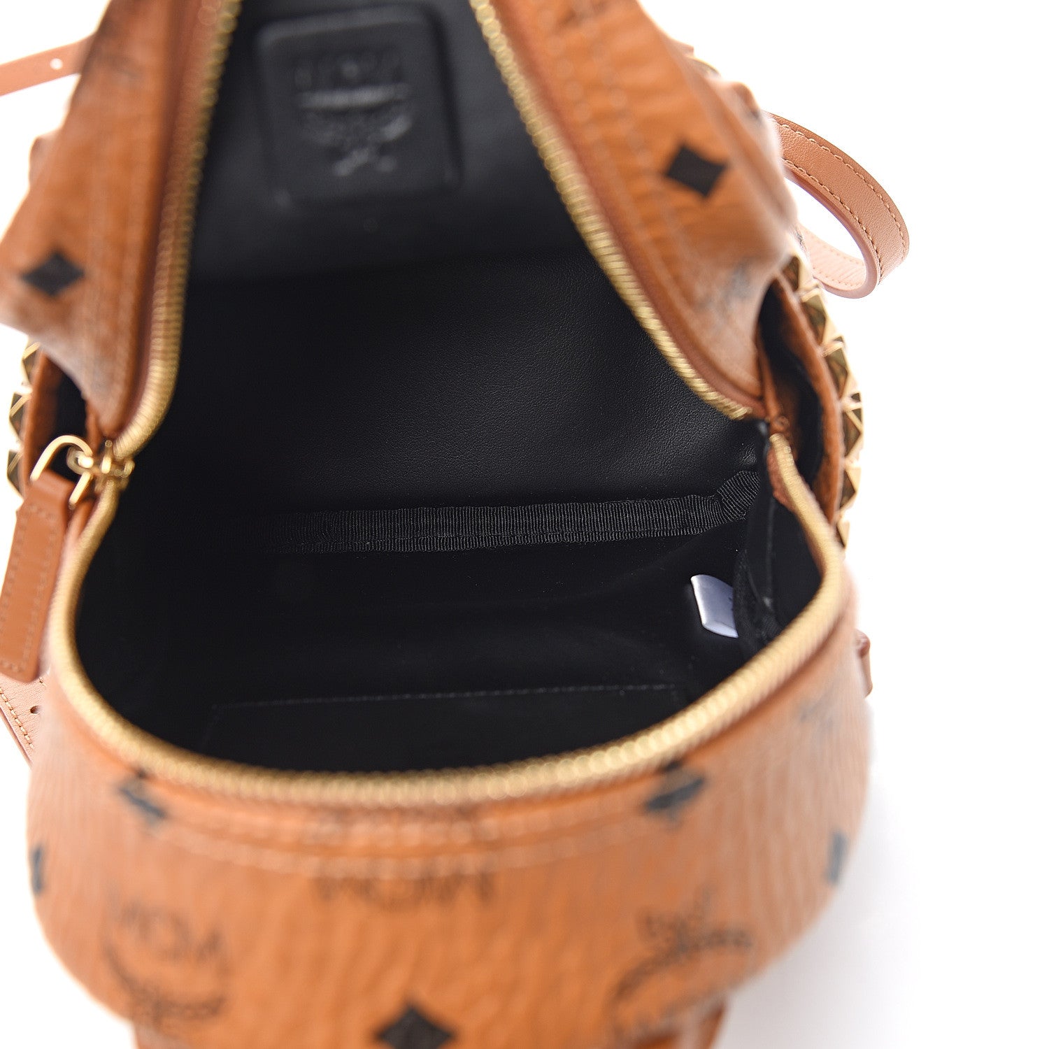 MCM Visetos Side Stud X-Mini Stark Backpack Cognac 4 of 9