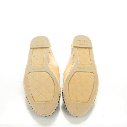 Chanel Lambskin CC Espadrilles 39 Beige Black 5 of 9