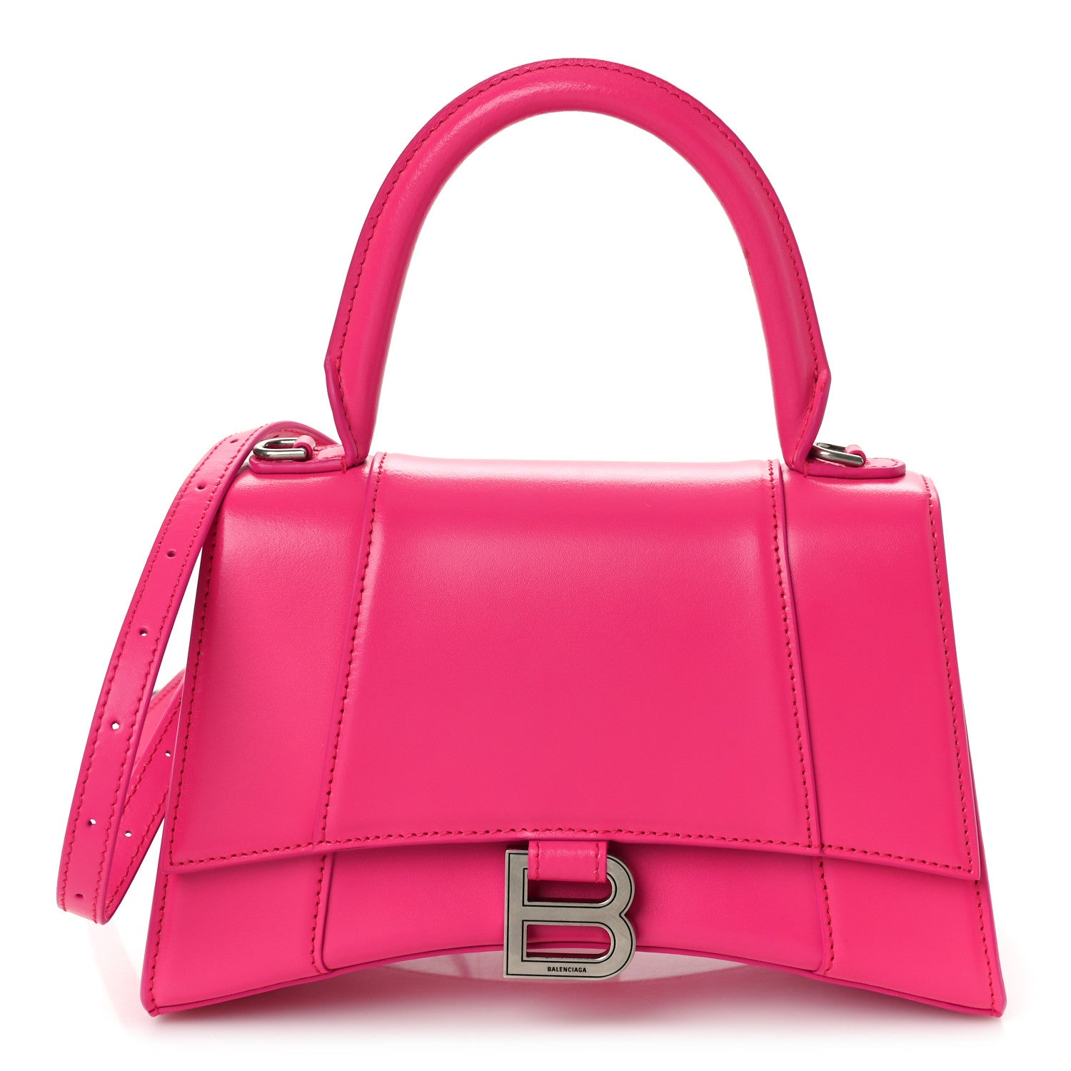 Balenciaga Shiny Box Calfskin Small Hourglass Top Handle Bag Acid Fuchsia 1 of 10