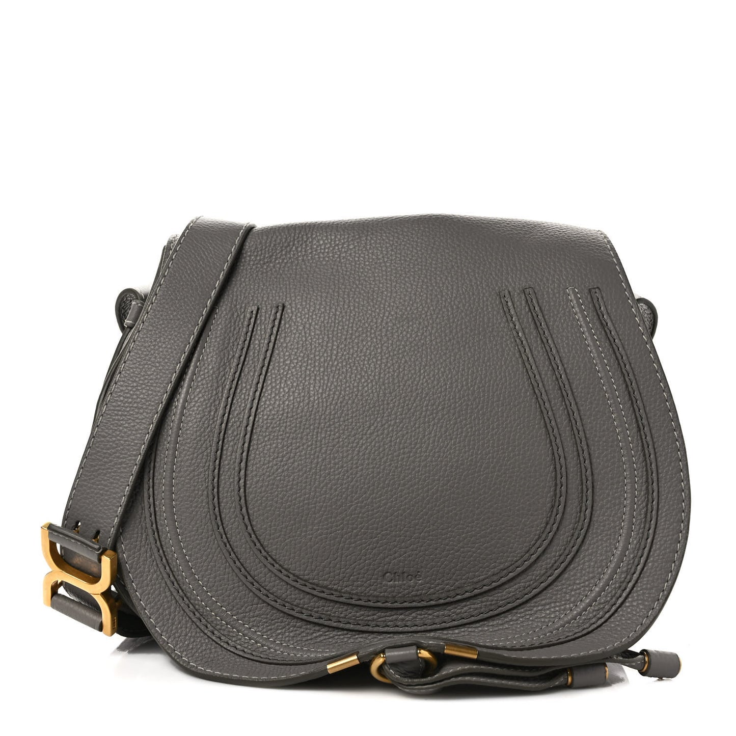 Calfskin Medium Marcie Round Crossbody Bag Cashmere Grey