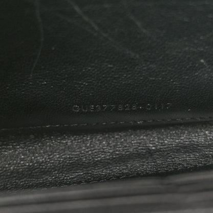 Saint Laurent Grain De Poudre Matelasse Chevron Monogram Monochrome Chain Wallet Black 8 of 12