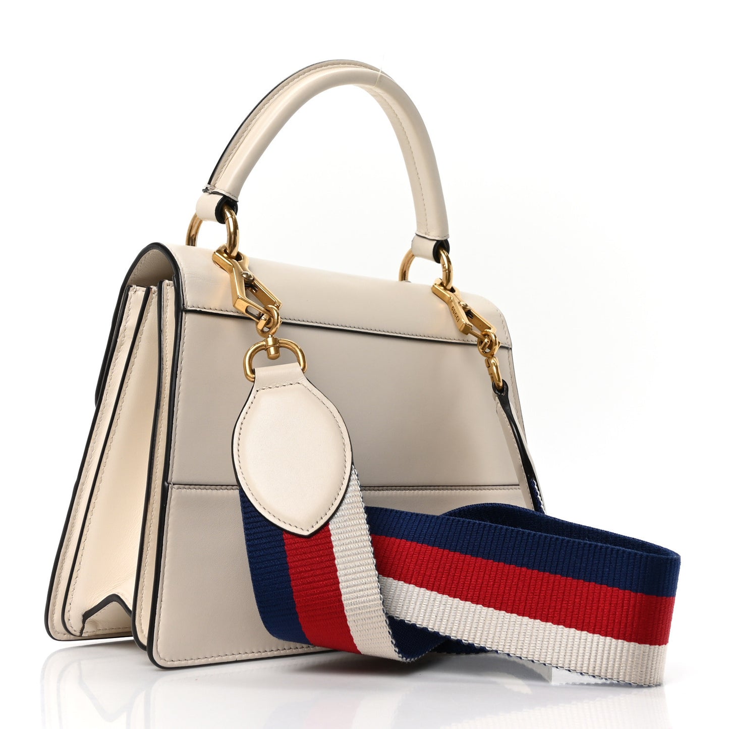Calfskin Sylvie Web Small Queen Margaret Top Handle Bag White