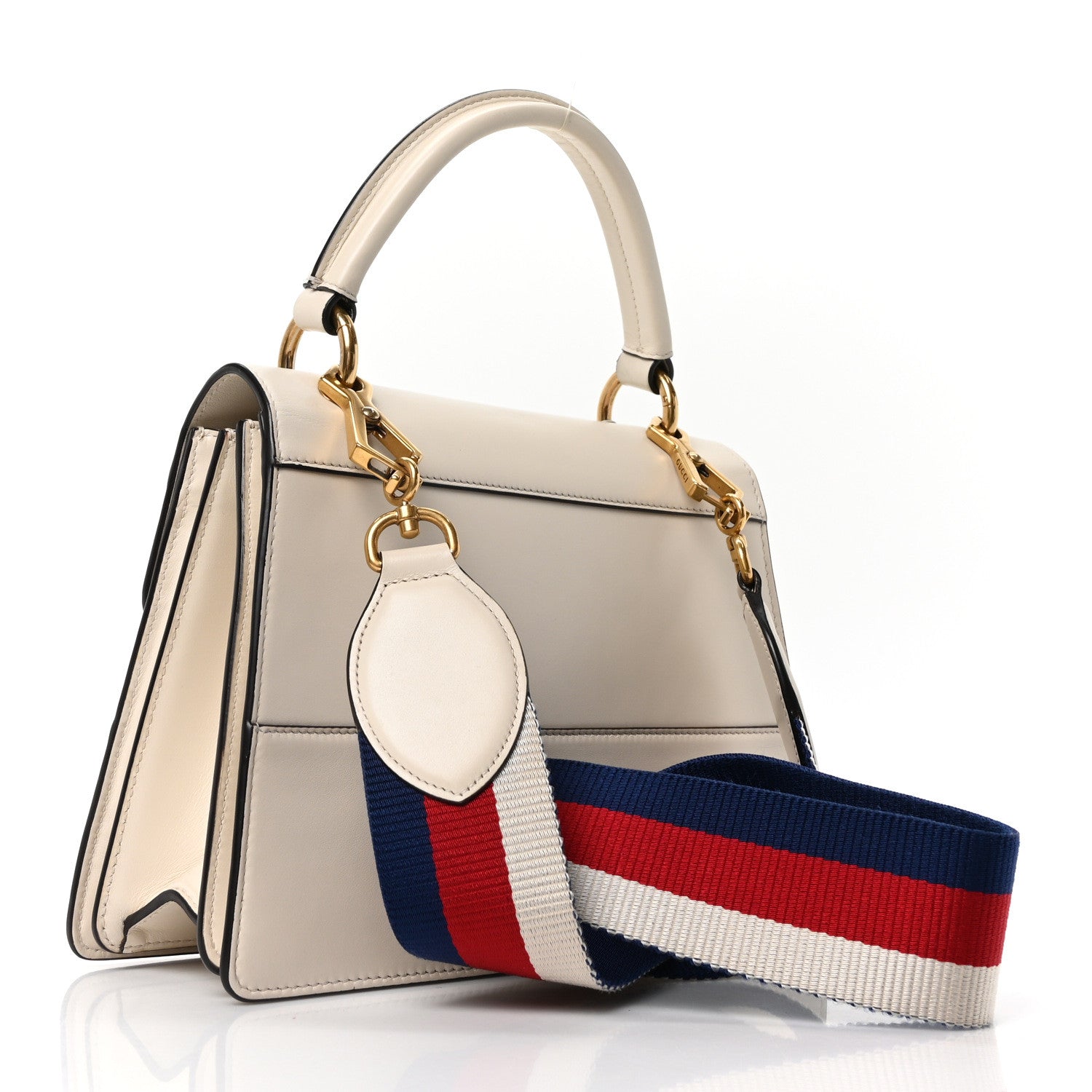Gucci Calfskin Sylvie Web Small Queen Margaret Top Handle Bag White 3 of 10