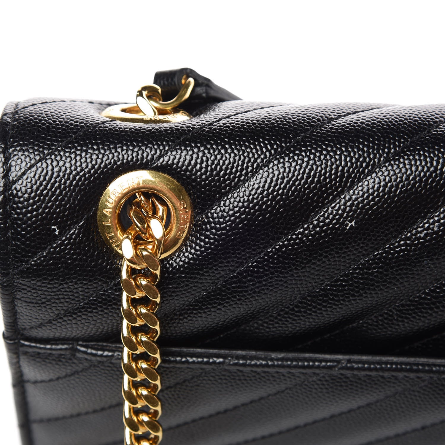 Saint Laurent Grain De Poudre Matelasse Chevron Large Monogram Satchel Black 10 of 15