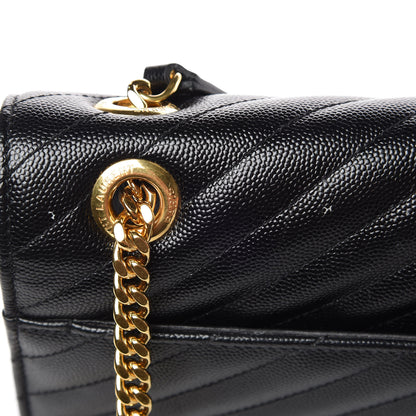 Saint Laurent Grain De Poudre Matelasse Chevron Large Monogram Satchel Black 10 of 15