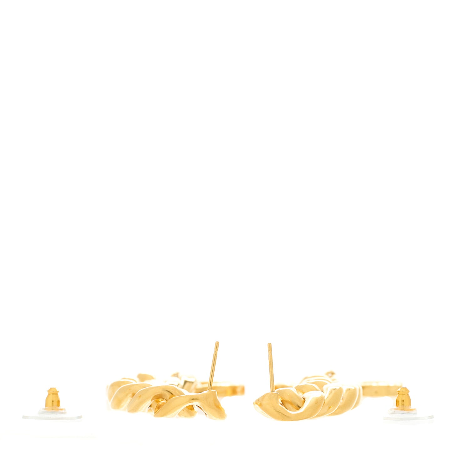 Metal CC Pick Drop Earrings Gold