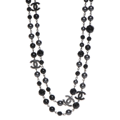 Chanel Ruthenium Beaded CC Long Necklace Black 1 of 6