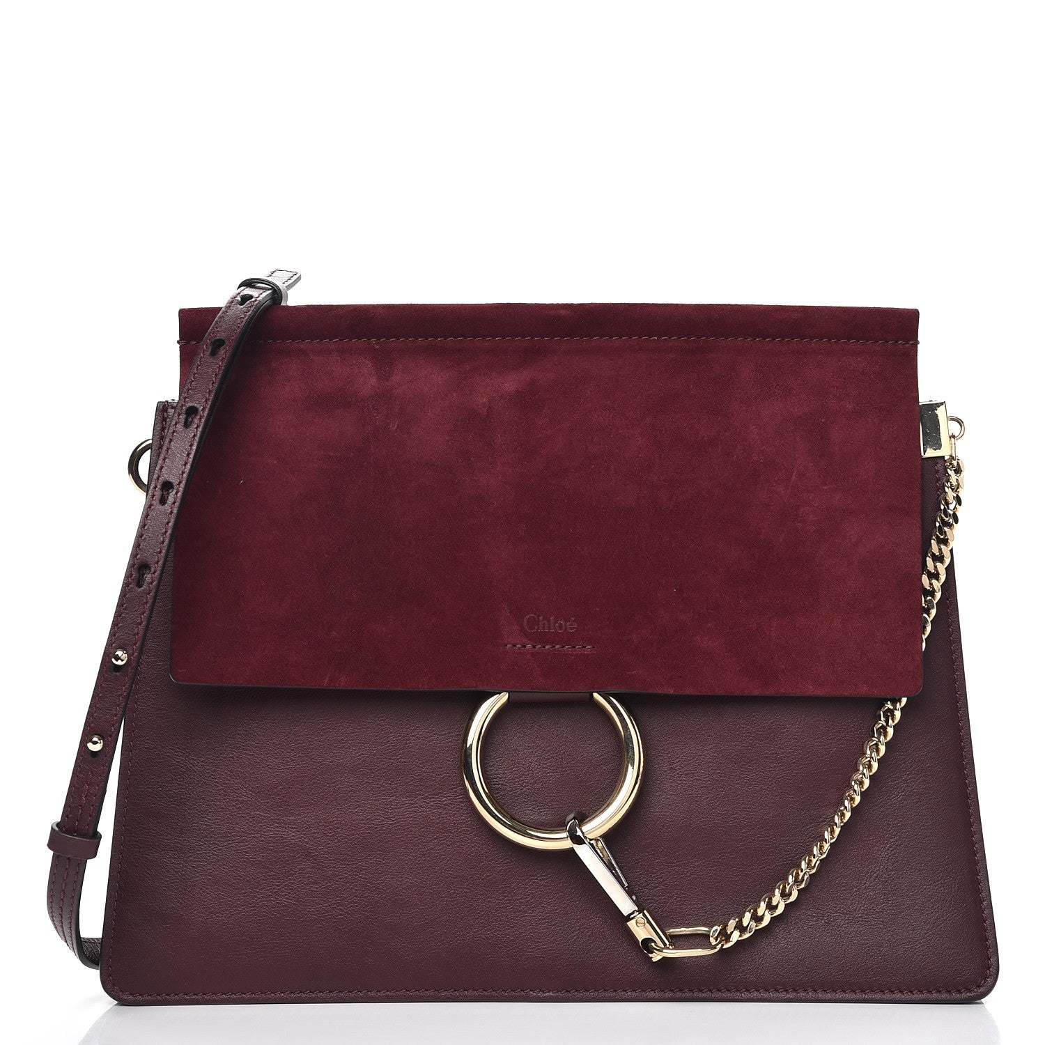 Chloe Calfskin Suede Medium Faye Shoulder Bag Intense Violine 1 of 7