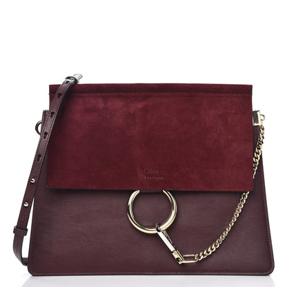 Chloe Calfskin Suede Medium Faye Shoulder Bag Intense Violine 1 of 7