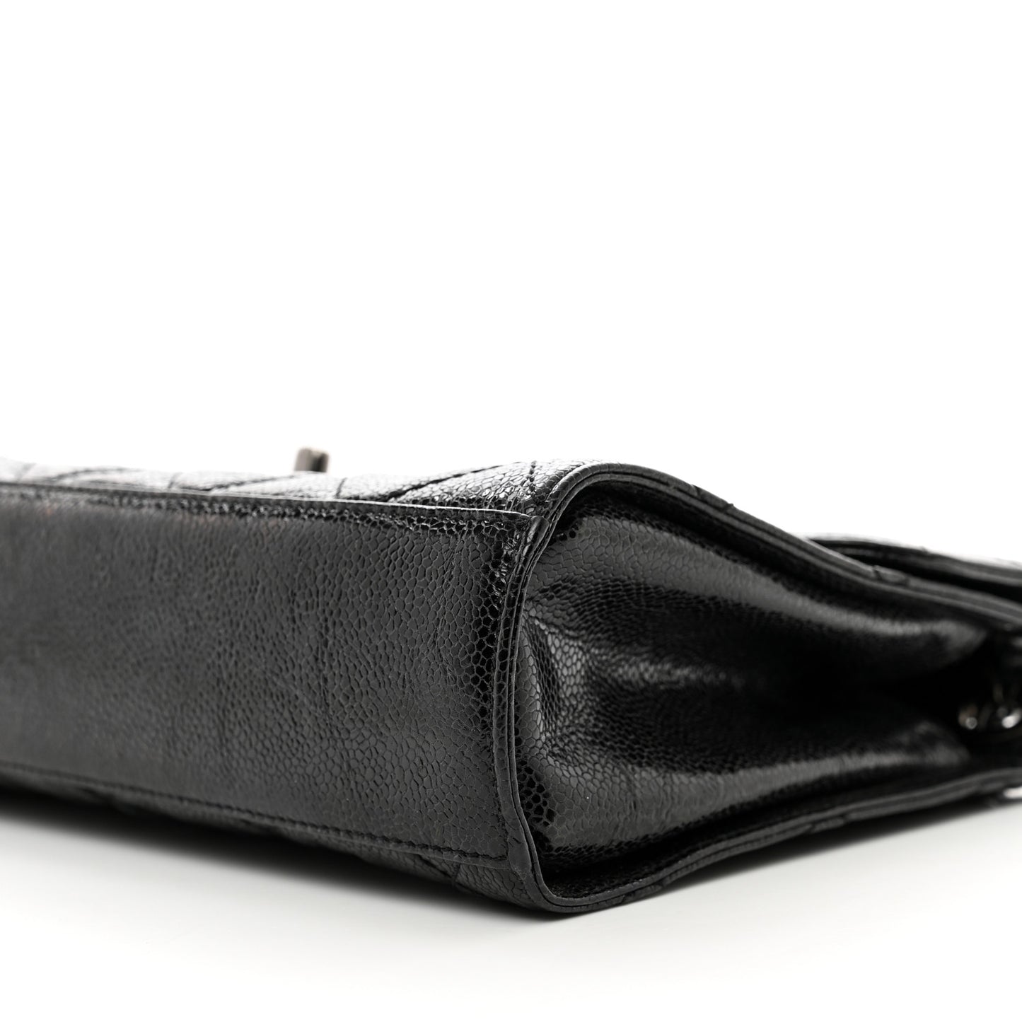 Crumpled Grained Calfskin Medium CC Crave Flap Black