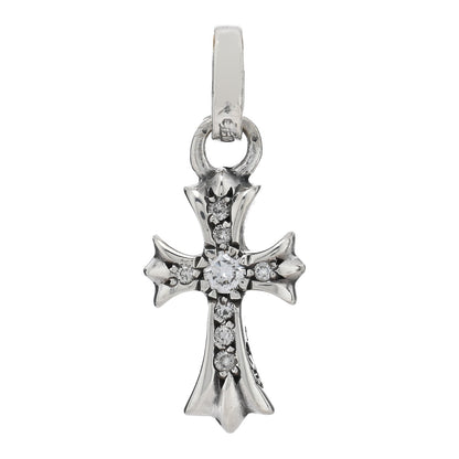 Chrome Hearts Sterling Silver Diamond Baby Fat Cross Pave Pendant 1 of 3