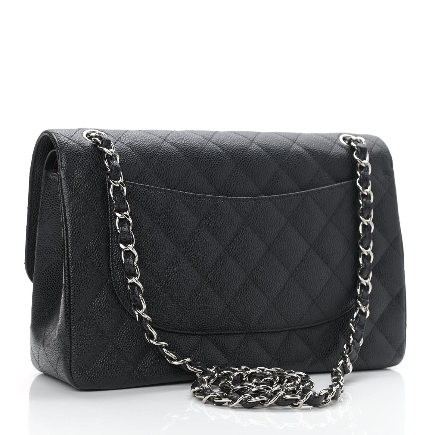 Caviar Quilted Jumbo Double Flap Black