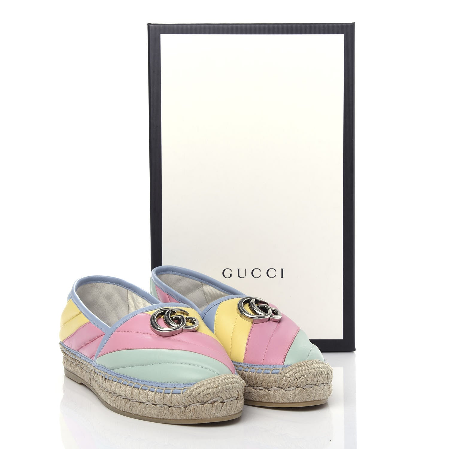 Gucci Nappa Matelasse Diagonal GG Marmont Espadrilles 37 Multicolor Pastel 11 of 11