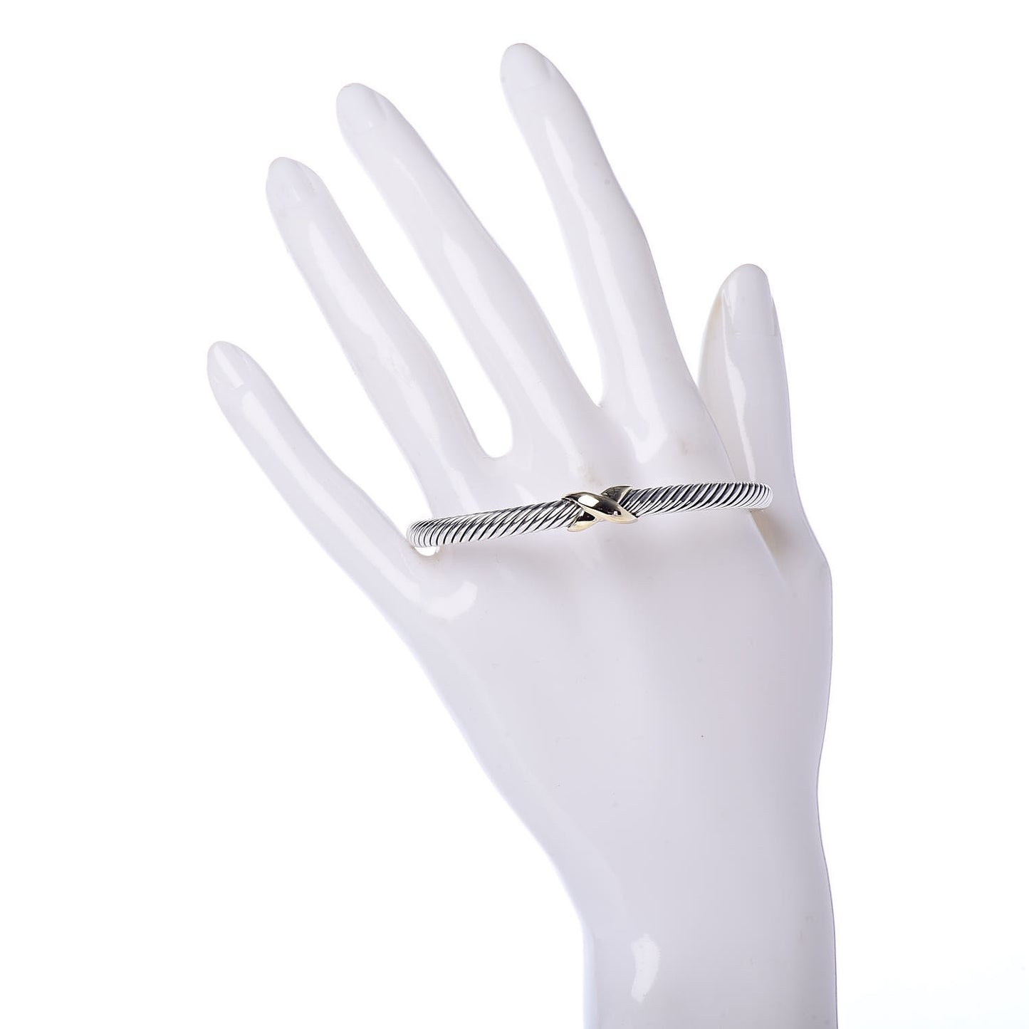 Sterling Silver 14K Yellow Gold 5mm X Station Cable Bracelet