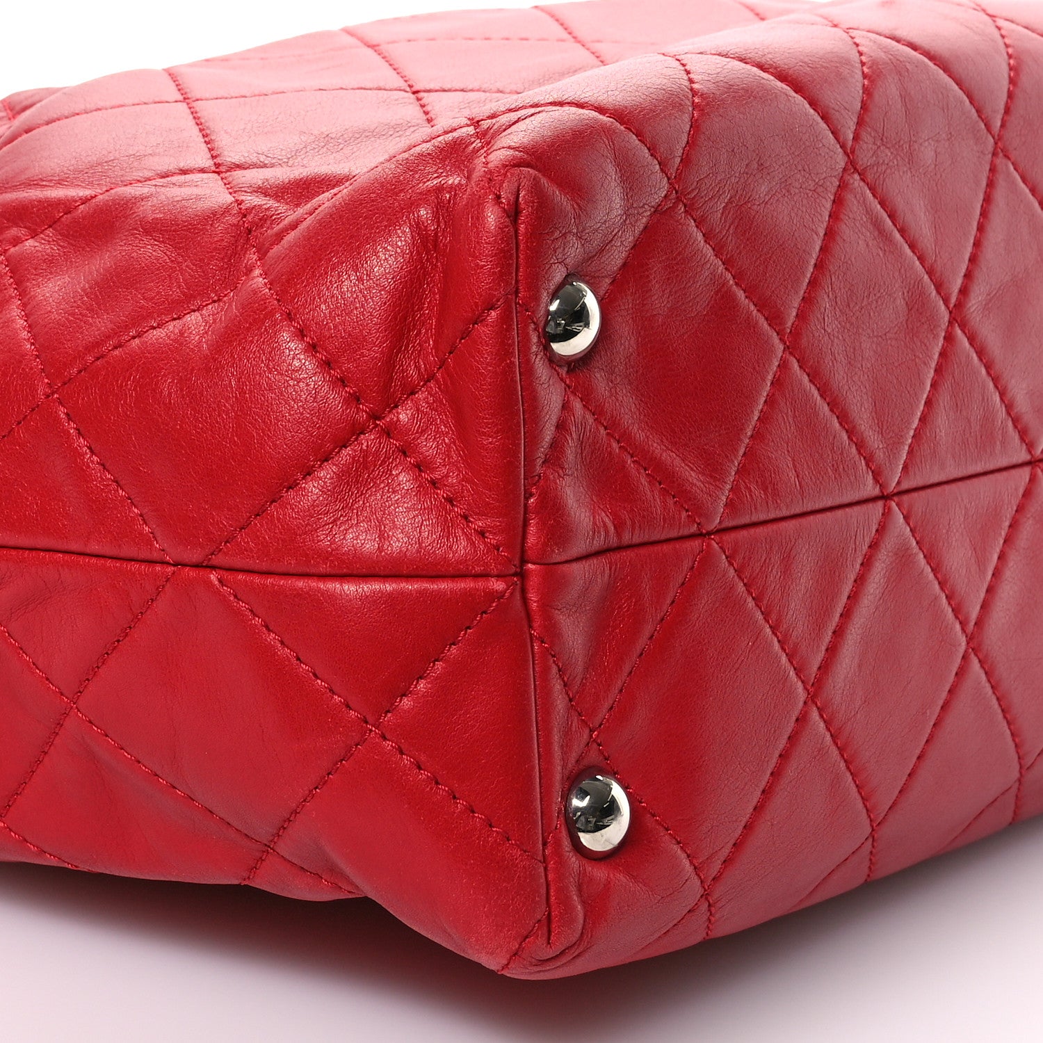 Chanel Calfskin Quilted Large In the Business Tote Red 9 of 10